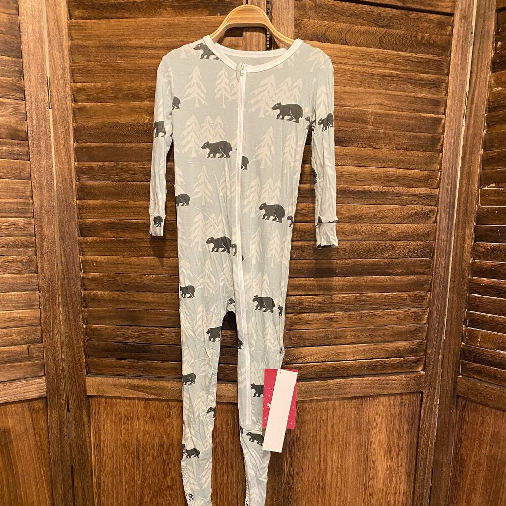 Kickee Pants Kids Long Sleeve Zipper Footie Pajama Bears & Trees